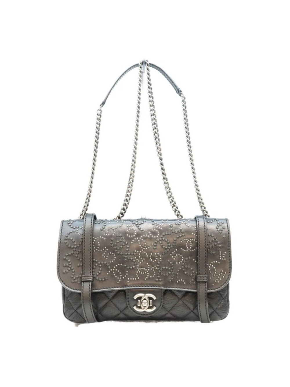 Chanel Black Calfskin S Paris Dallas Studs Buckle Flap Shoulder Bag